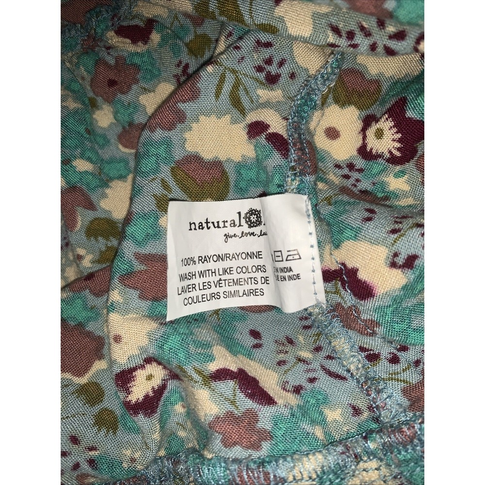 Natural Life Floral Mini Tiered Dress Size M Teal CottageCore Babydoll Boho - Picture 7 of 10